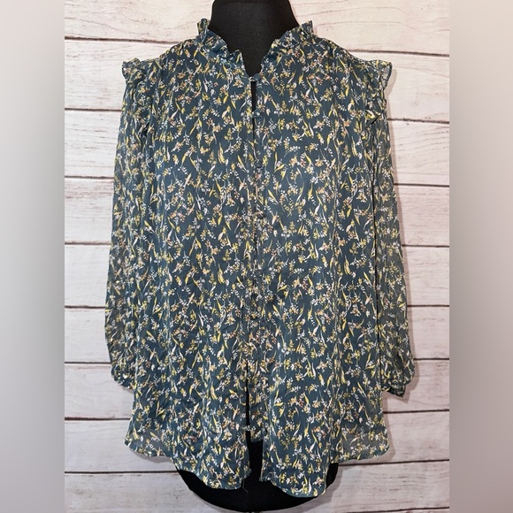 Lauren Conrad XXLarge Blouse - Green & Yellow Floral! 🌼 - Picture 1 of 5